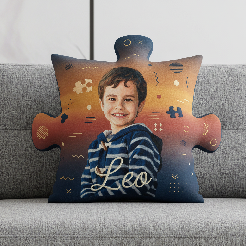 Custom Portrait Velvet Puzzle Pillow