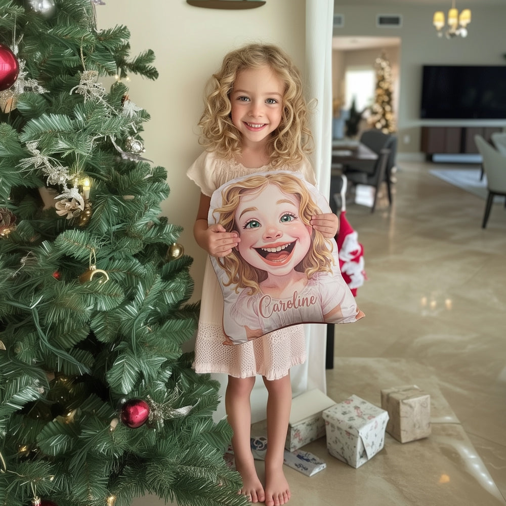 Cute Caricuture Handcrafted Portrait Plush Velvet Pillow