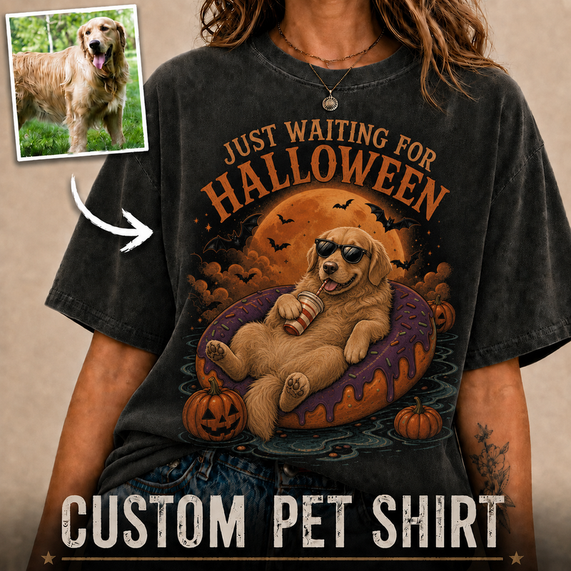 Custom Pet Waiting For Halloween Shirt, Personalized Dog Cat Summerween T-Shirt, Custom Pet Mom Dad Gift, Spooky Party Wear