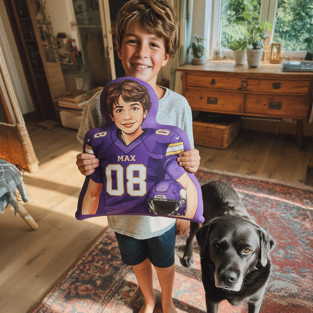Custom Portrait Football Plush Velvet Pillow