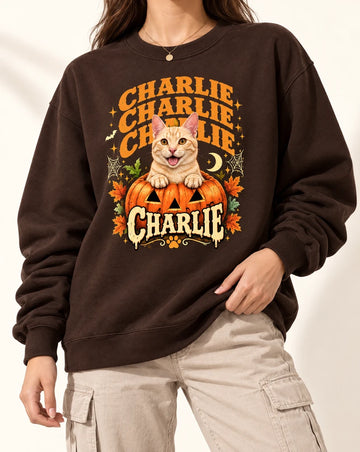 Custom Pet in Pumpkin Photo Halloween Tshirt