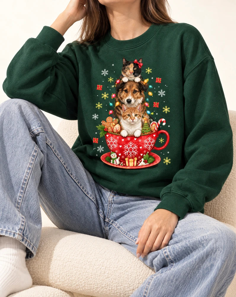 Whimsical Teacup Pets Xmas Tshirt