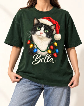 Personalized Santa Hat or Reindeer Pet Portrait Shirt