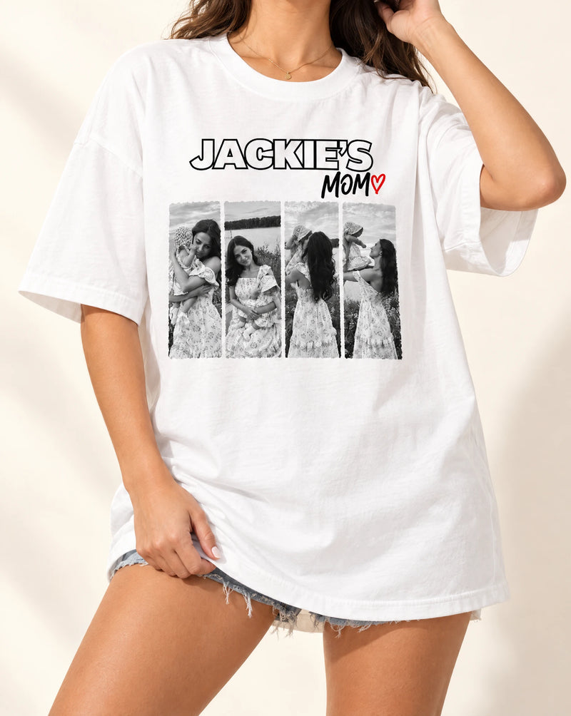 Personalized Black and White Mom's Gift Tshirt