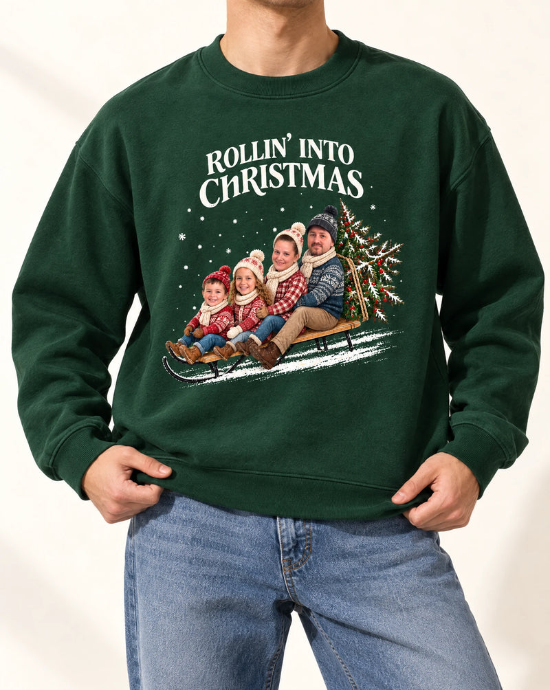 Winter Scene Custom Face Family Pullover Tshirt