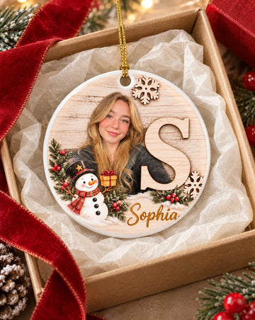 Custom Monogram Photo Ornament