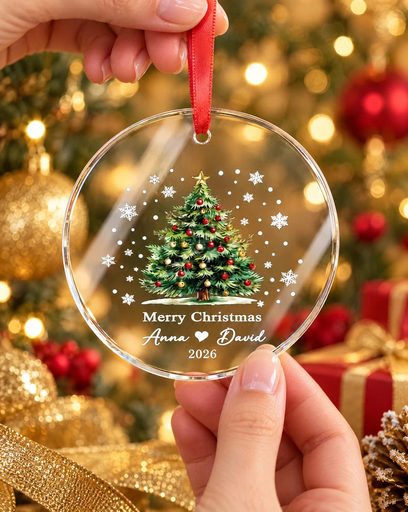 Custom Faceted Crystal Christmas Tree Ornament
