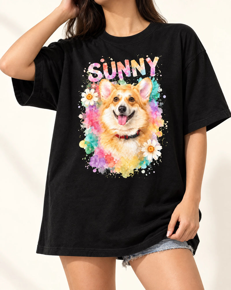 Custom Vintage Pet Flower Tshirt