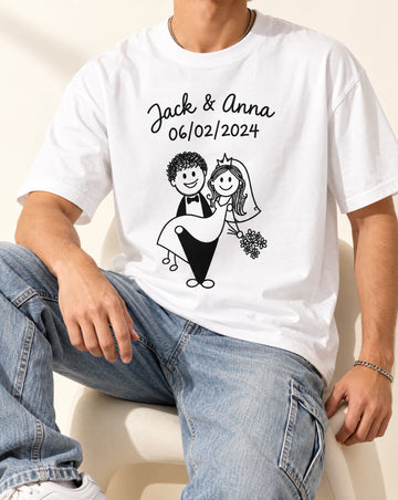 Personalized Hand Drawn Wedding Tshirt