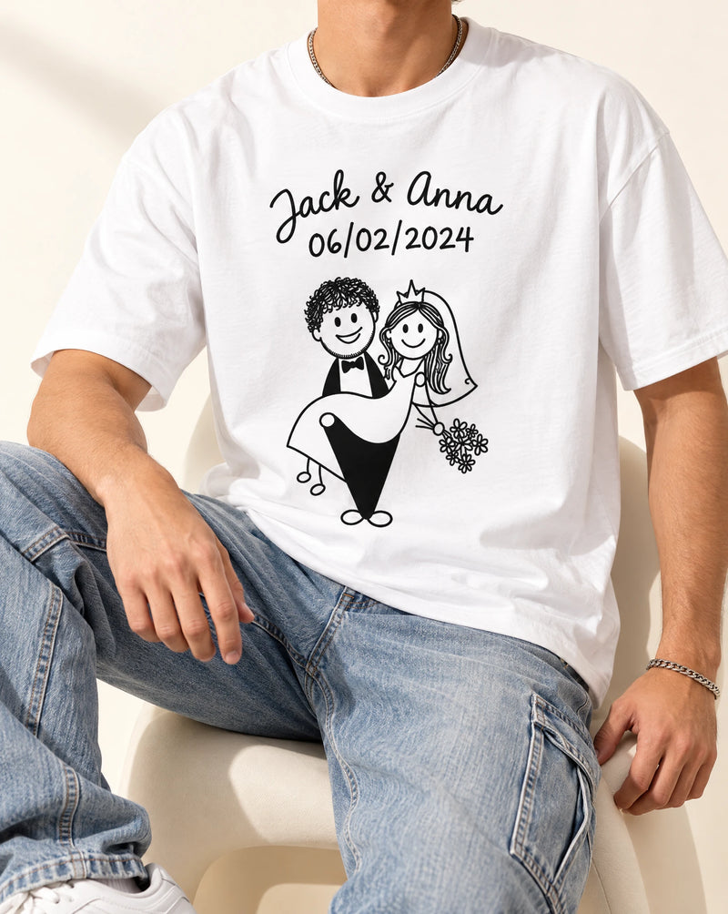 Personalized Hand Drawn Wedding Tshirt