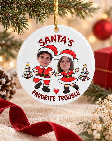 Funny Couple Christmas Ornament With Faces
