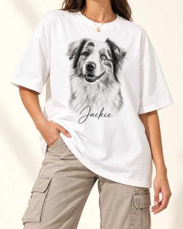 Charcoal Pencil Sketch Pet Custome Tshirt