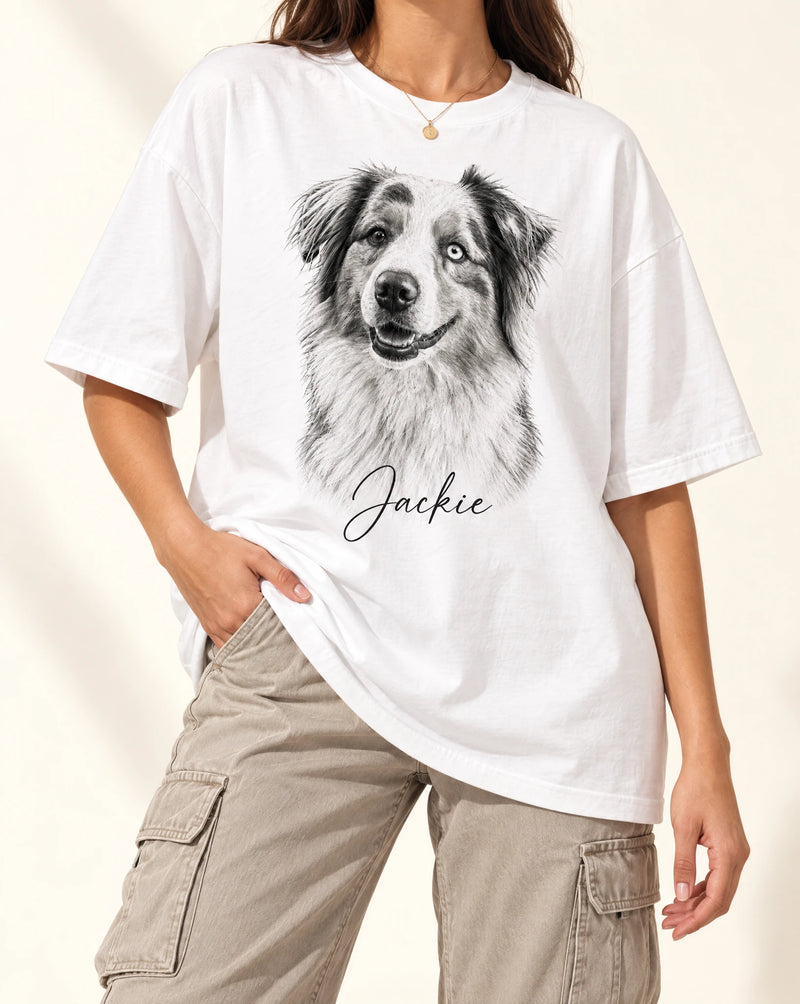 Charcoal Pencil Sketch Pet Custome Tshirt