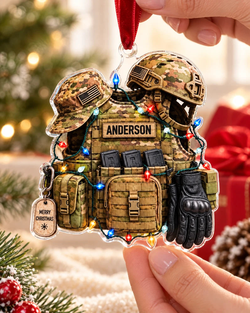 Personalized Military Gear Christmas Lights Custom Shape Ornament