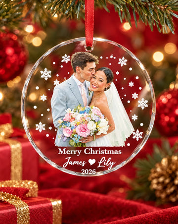 Custom Faceted Crystal Loving Glass Ornament