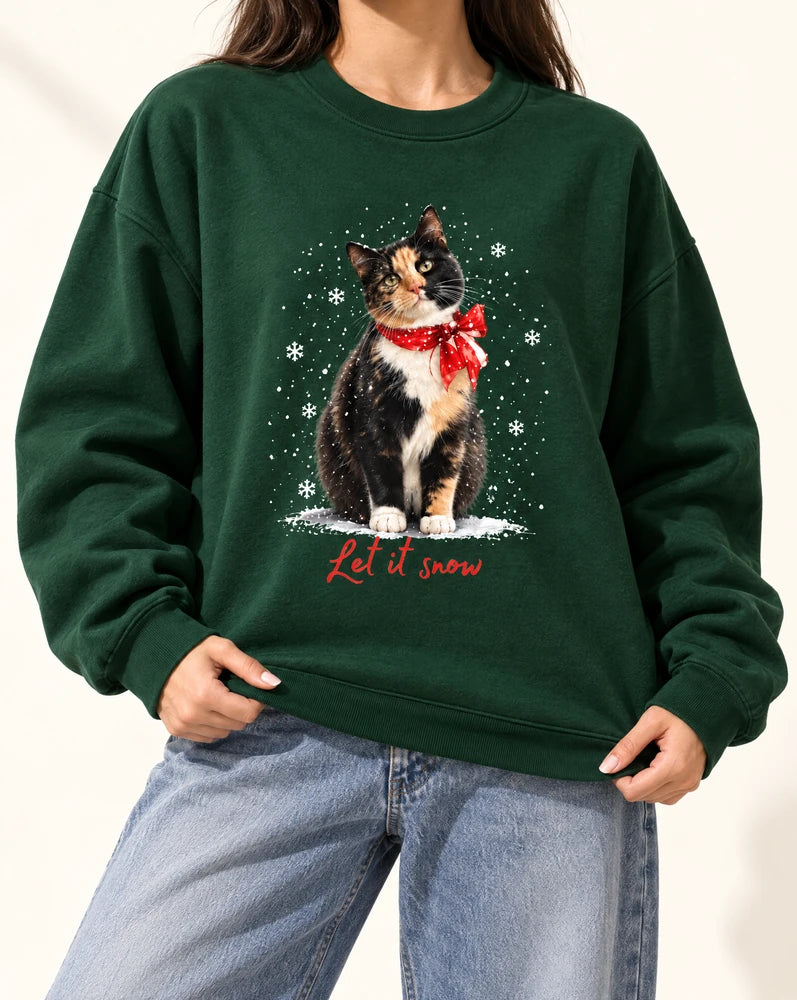 Cozy Winter Kitten Holiday Graphic Tshirt
