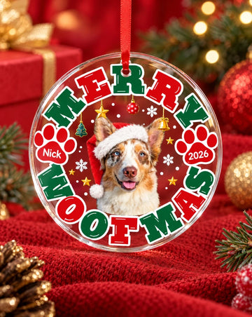 Personalized Pet Name Acrylic Ornament Merry Woofmas