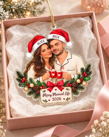 Custom Married Couple Acrylic Xmas Ornament