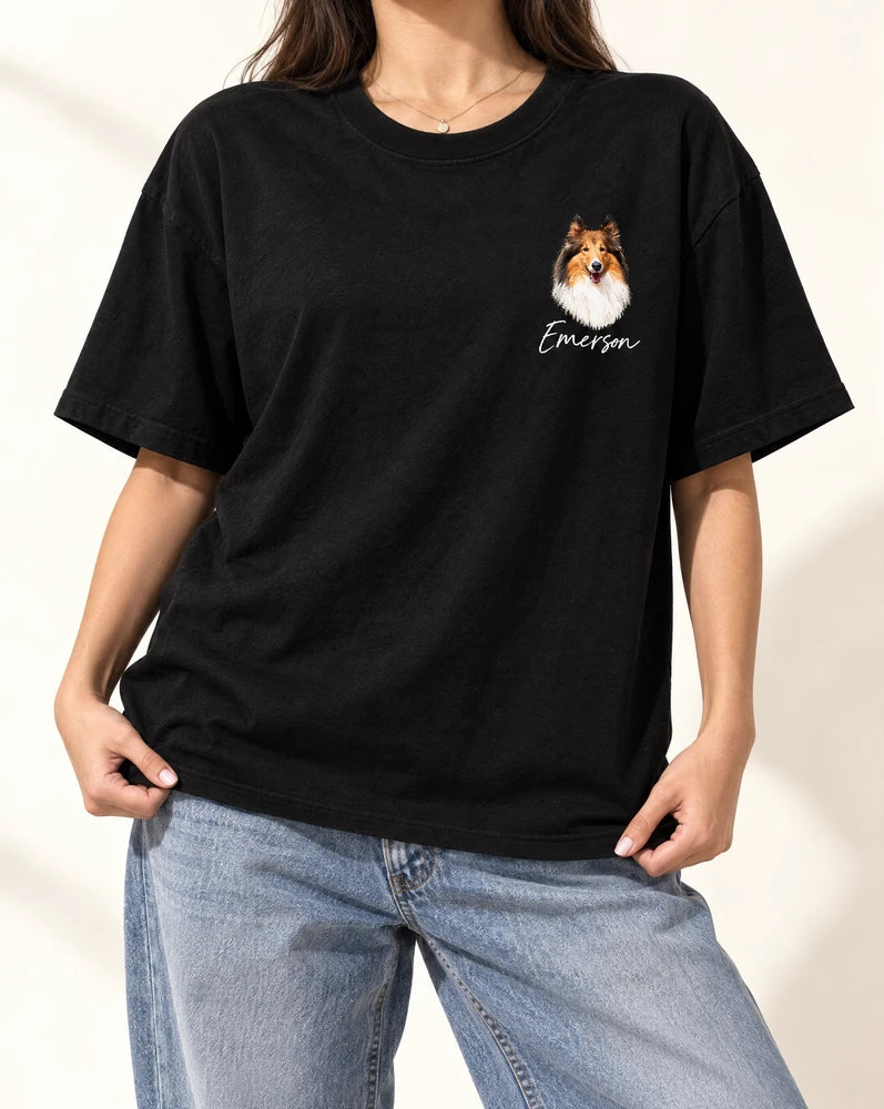 Pet Photo And Name Pocket Tshirt