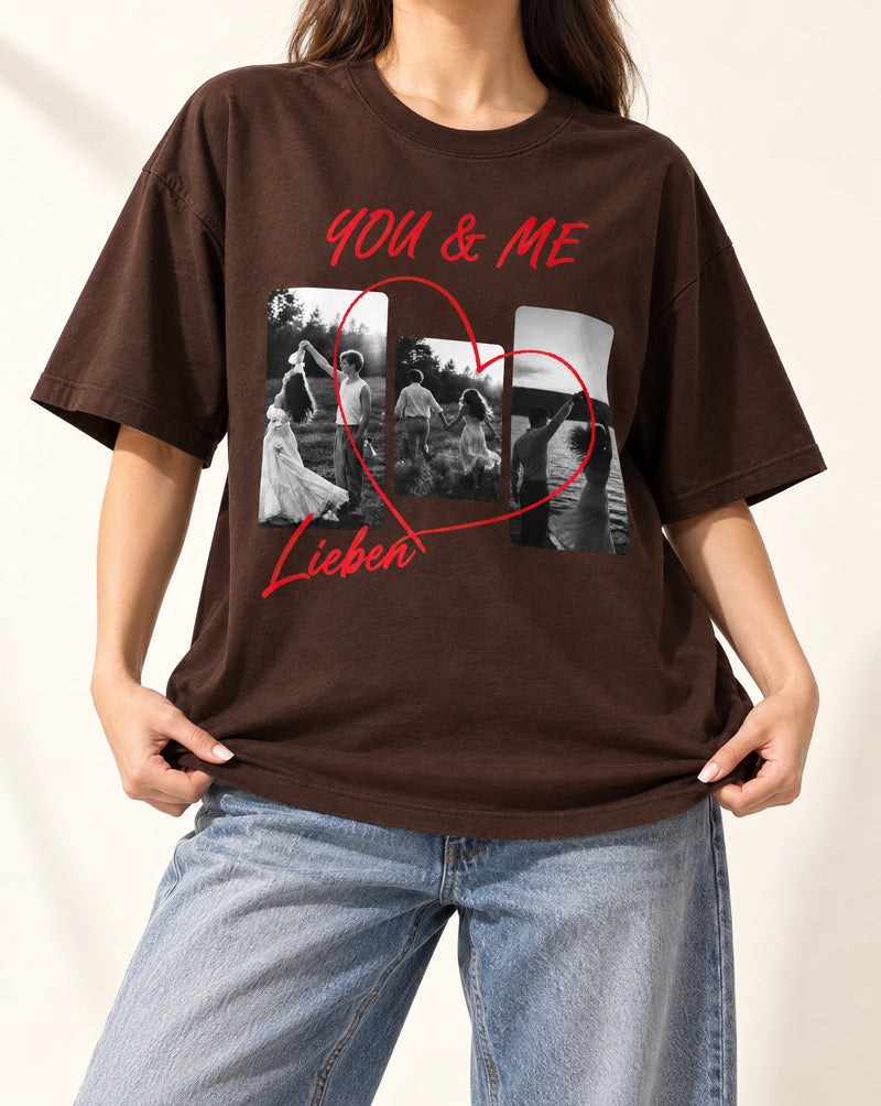 Black and White Photo Custom Couple Graphic T-shirt