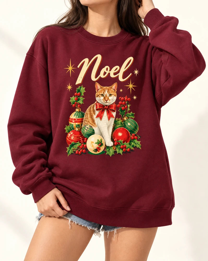 Retro Mid-Century Cats Holiday Tshirt