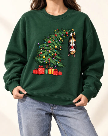 Humorous Cat Trouble Christmas Gift Tshirt