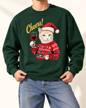 Funny Grumpy Pet Wine Cheers Christmas Tshirt