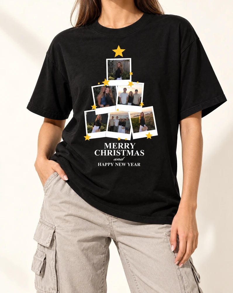 custom photo memory christmas tree tshirt