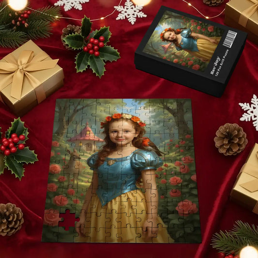 Personalized Fairy Tale Portrait PUZZLE for Girls - Elsa, Sleeping Beauty, Cinderella & more.
