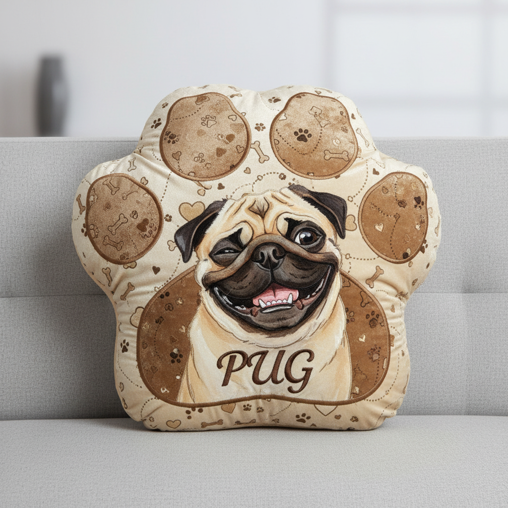 Custom Portrait Velvet Paw Print Pillow