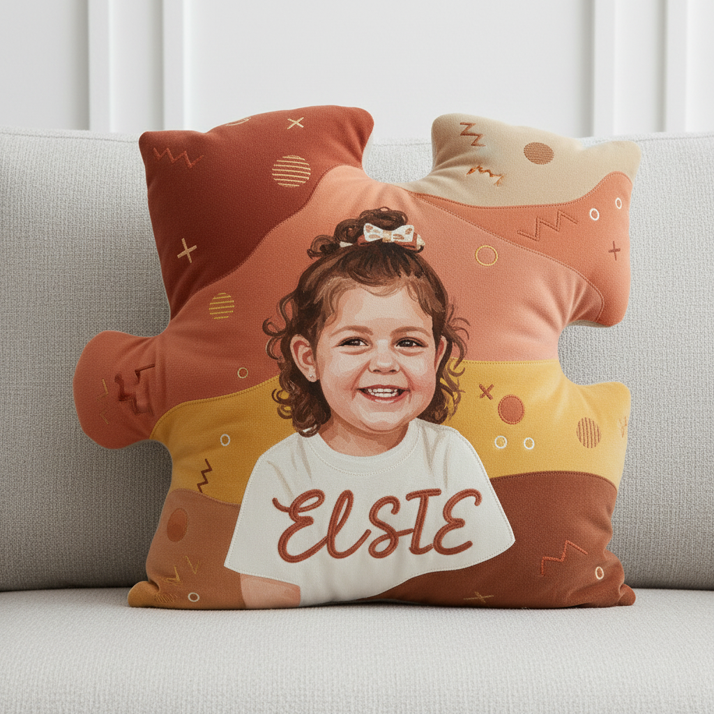 Custom Portrait Velvet Puzzle Pillow