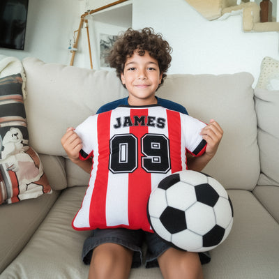 Custom Name Soccer T-Shirt Plush Velvet Pillow
