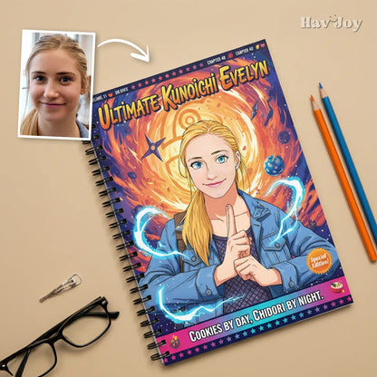 Anime Theme Girl Handcrafted Portrait Notebook