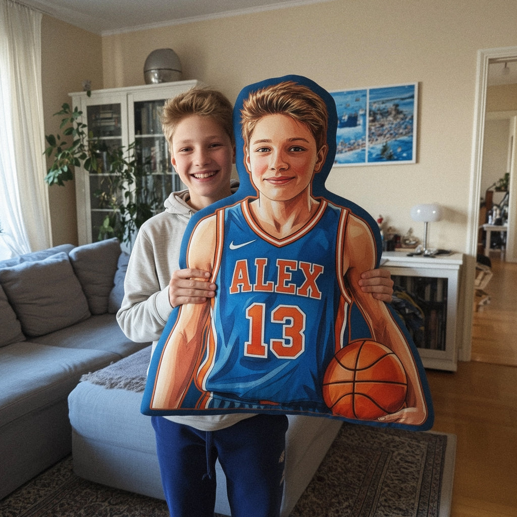 Custom Portrait Basket Ball Plush Velvet Pillow