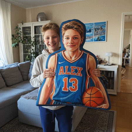 Custom Portrait Basket Ball Plush Velvet Pillow