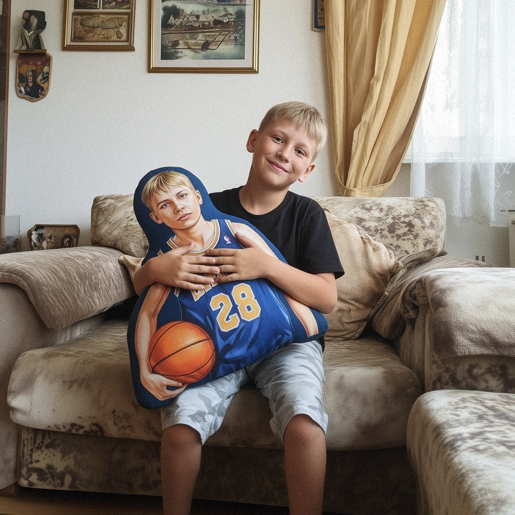 Custom Portrait Basket Ball Plush Velvet Pillow