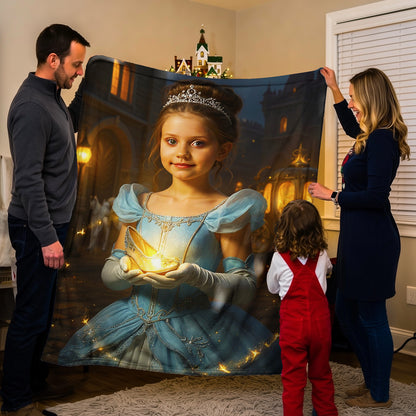Personalized Fairy Tale Portrait BLANKET for Girls - Cinderella, Snow White & more.