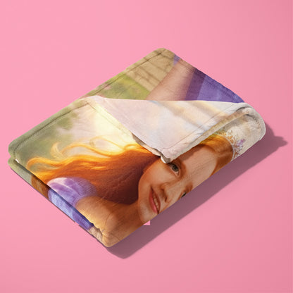 Personalized Fairy Tale Portrait BLANKET for Girls - Cinderella, Snow White & more.