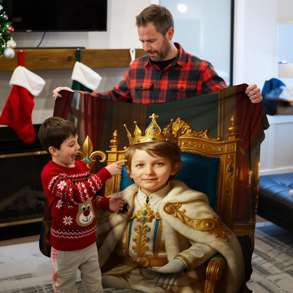 Personalized Royal Portrait BLANKET for Boys – King, Knight & more