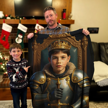 Personalized Royal Portrait BLANKET for Boys – King, Knight & more