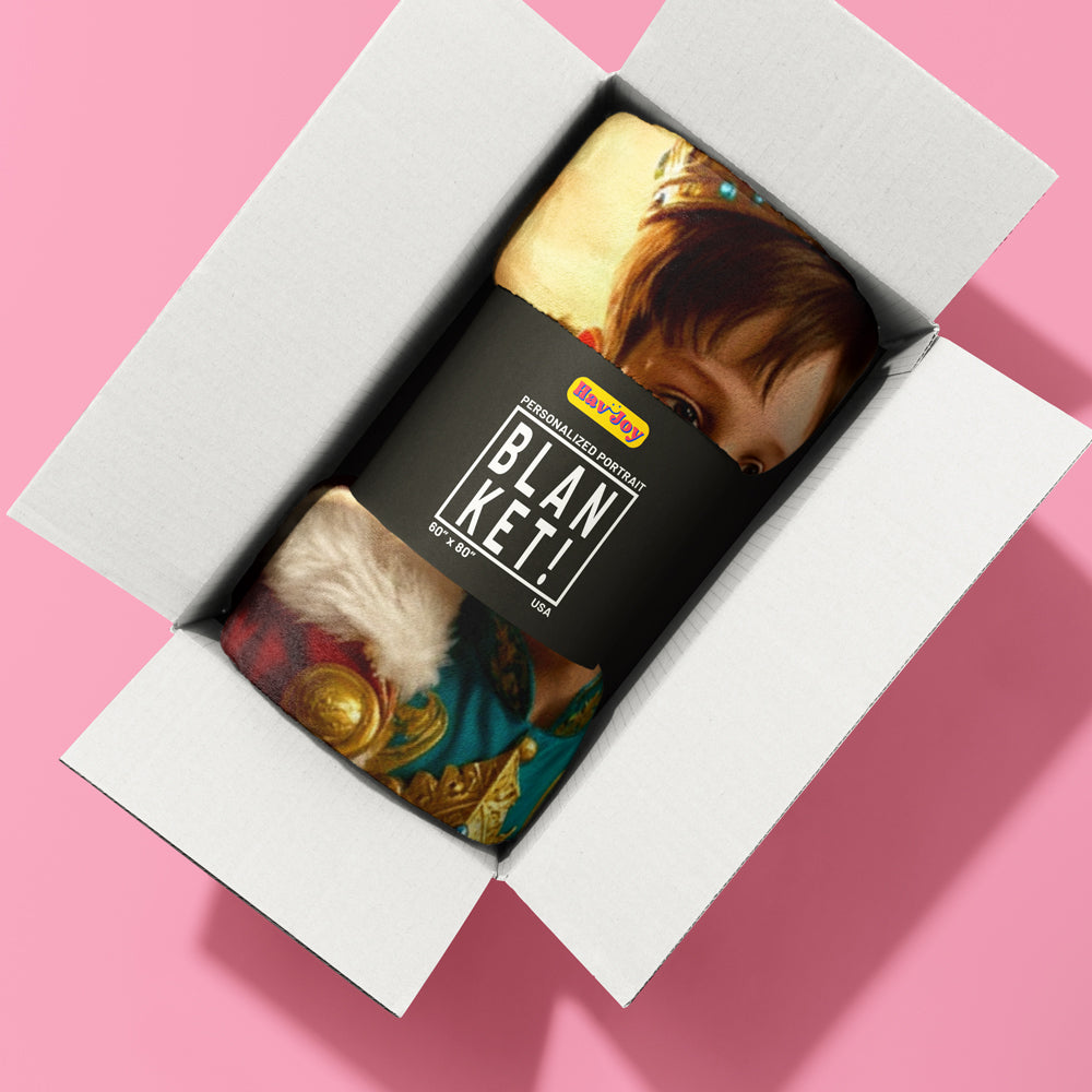 Personalized Royal Portrait BLANKET for Boys – King, Knight & more