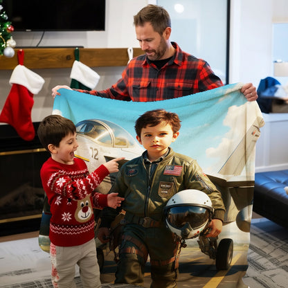 Personalized Career Portrait BLANKET for Boys – Firefighter, Police Officer, Pilot & more