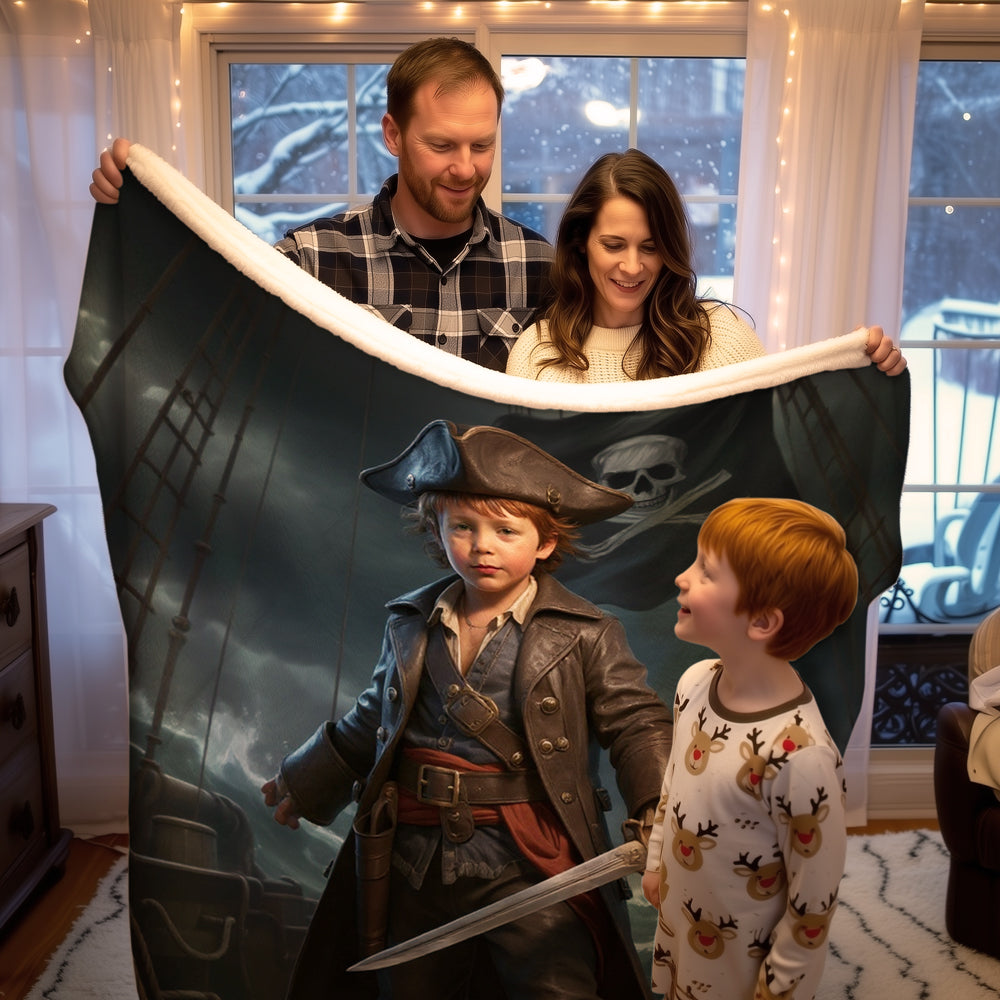 Personalized Fantasy Portrait BLANKET for Boys – Viking, Dragon Warrior & more
