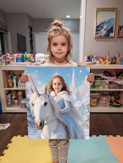 Personalized Unicorn Princess Portrait CANVAS for Girls  - Multiple Designs