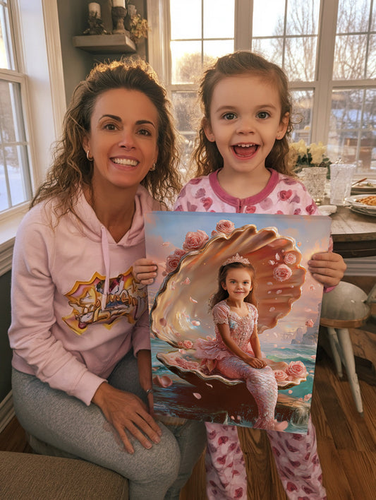 Personalized Mermaid Portrait CANVAS for Girls – Multiple Designs