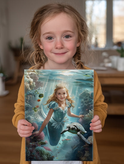 Personalized Mermaid Portrait CANVAS for Girls – Multiple Designs
