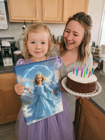 Personalized Fairy Tale Portrait CANVAS for Girls - Elsa, Rapunzel, Snow White & more...