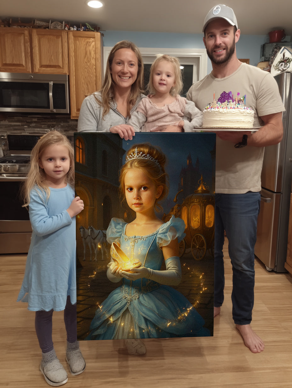 Personalized Fairy Tale Portrait CANVAS for Girls - Elsa, Rapunzel, Snow White & more...