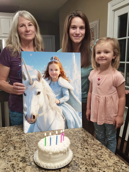 Personalized Unicorn Princess Portrait CANVAS for Girls  - Multiple Designs