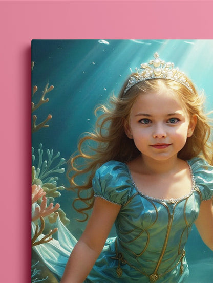 Personalized Mermaid Portrait CANVAS for Girls – Multiple Designs